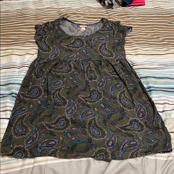 Dark Green, Patterned Dress - Picture 1 of 2